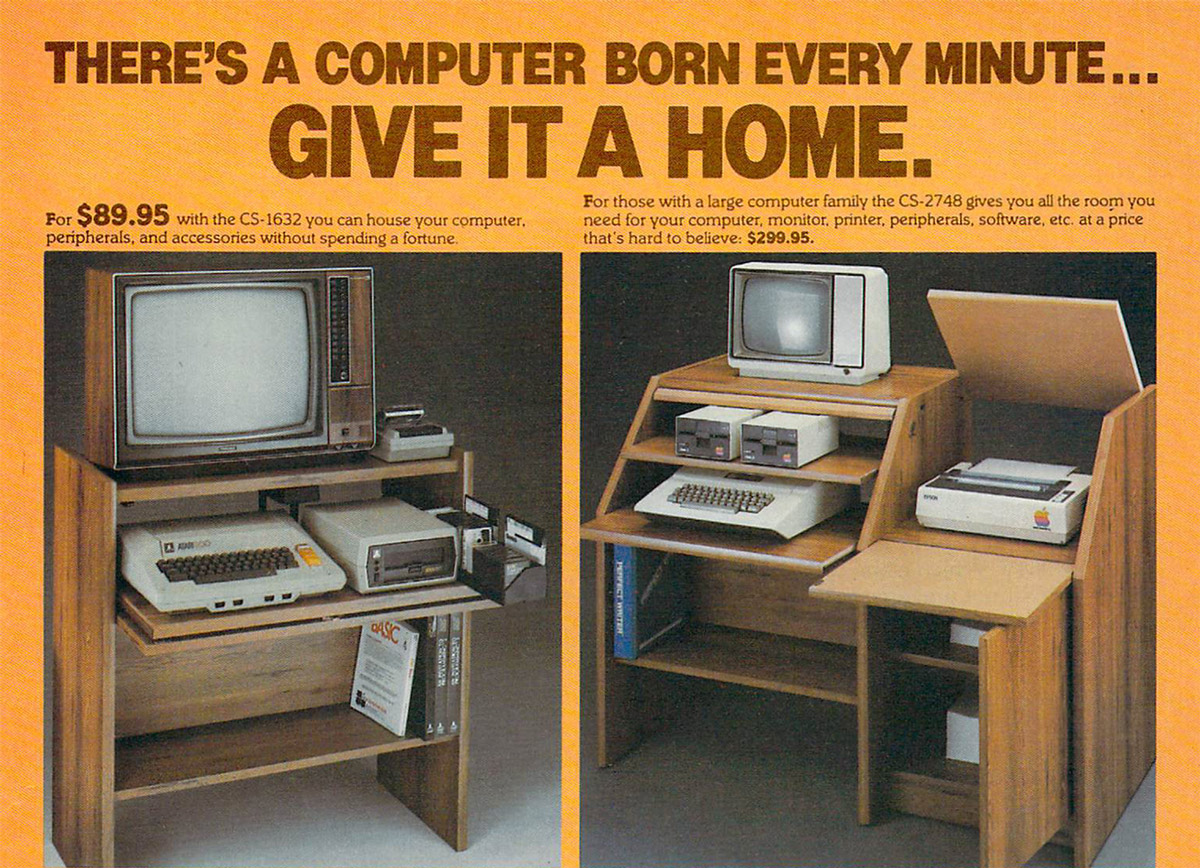 Cropped image of the advertisement for computer tables